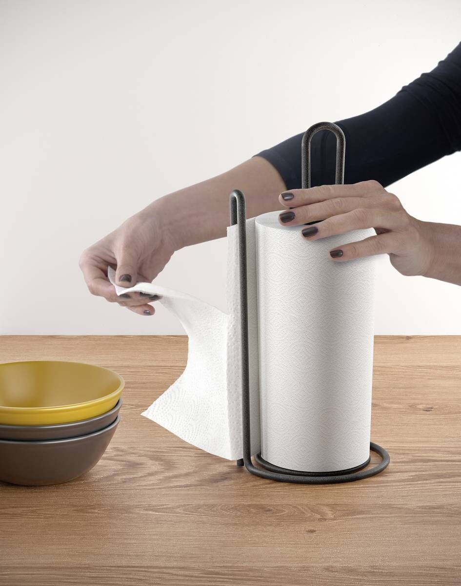 Metaltex Küchenrollenhalter MyRoll Lava schwarz Metall B/H/L: ca. 14x32x16 cm