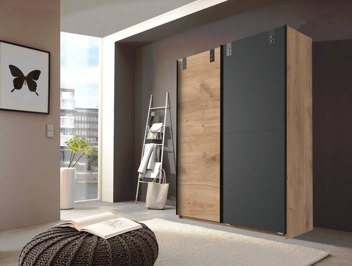 Schwebetürenschrank Liverpool Eiche Plankeneiche Nachbildung B/H/T: ca. 135x198x64 cm