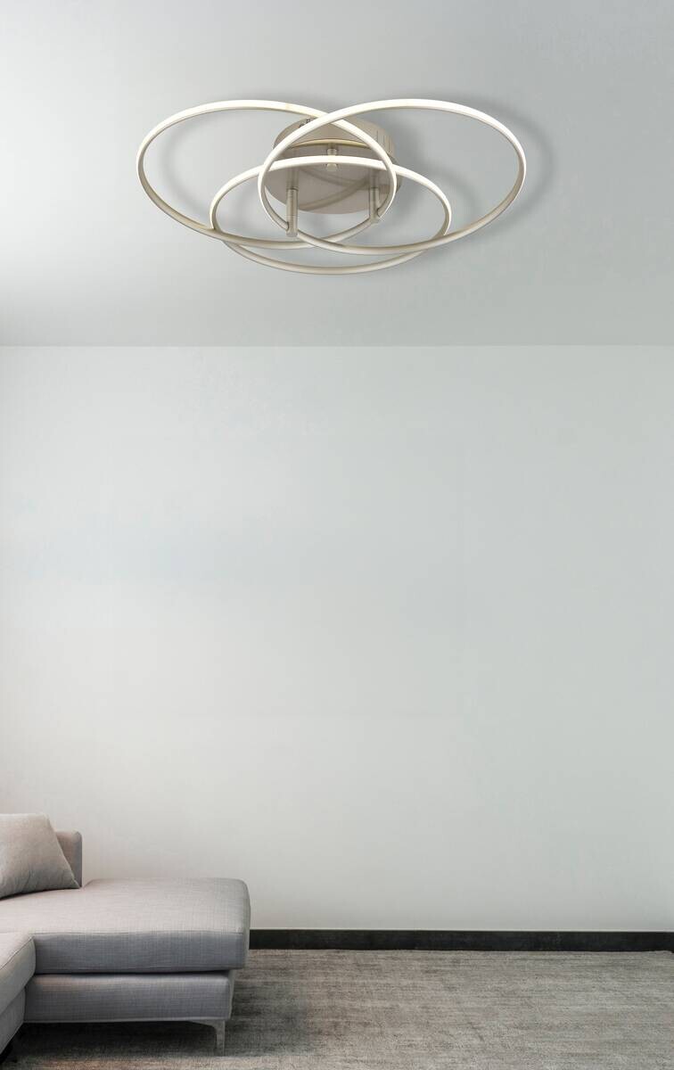 GLOBO Deckenleuchte nickel matt Opal Metall Aluminium H/D: ca. 9,4x45,6 cm 1 Brennstellen