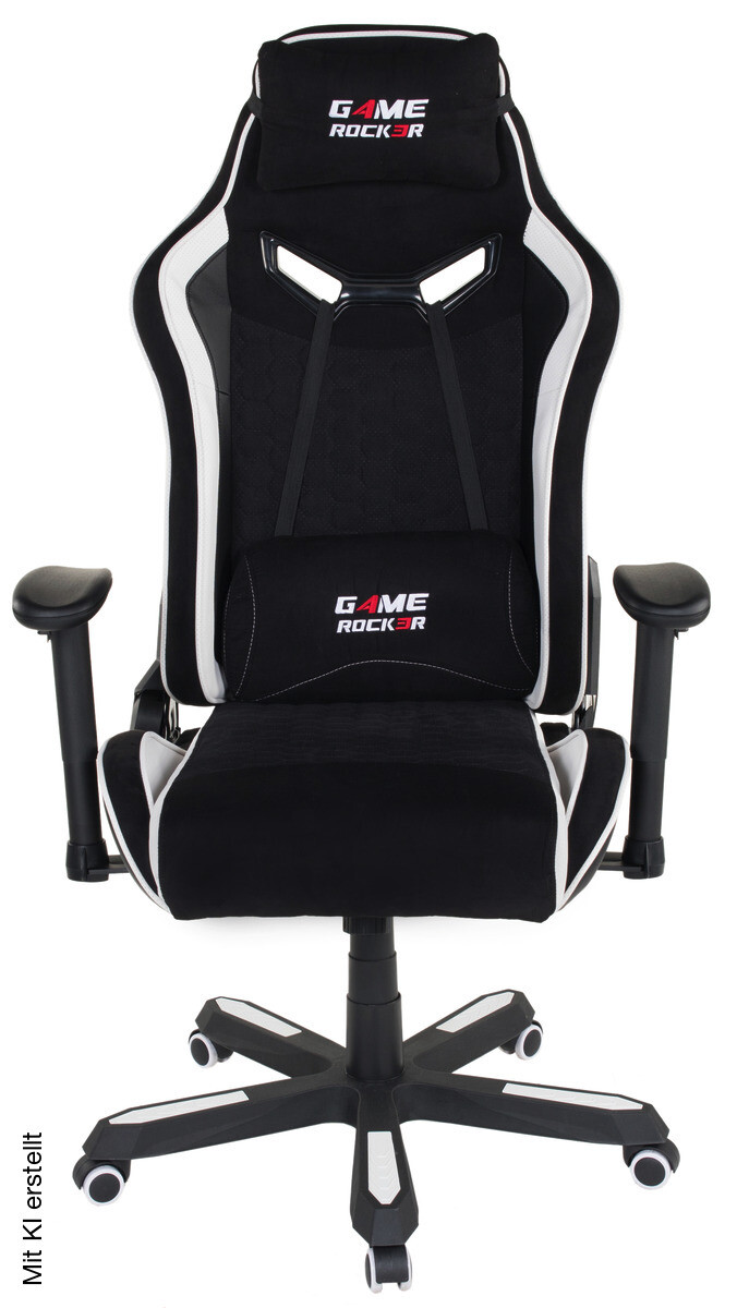 Gaming-Sessel Game-Rocker schwarz weiß Kunstleder Microfaser