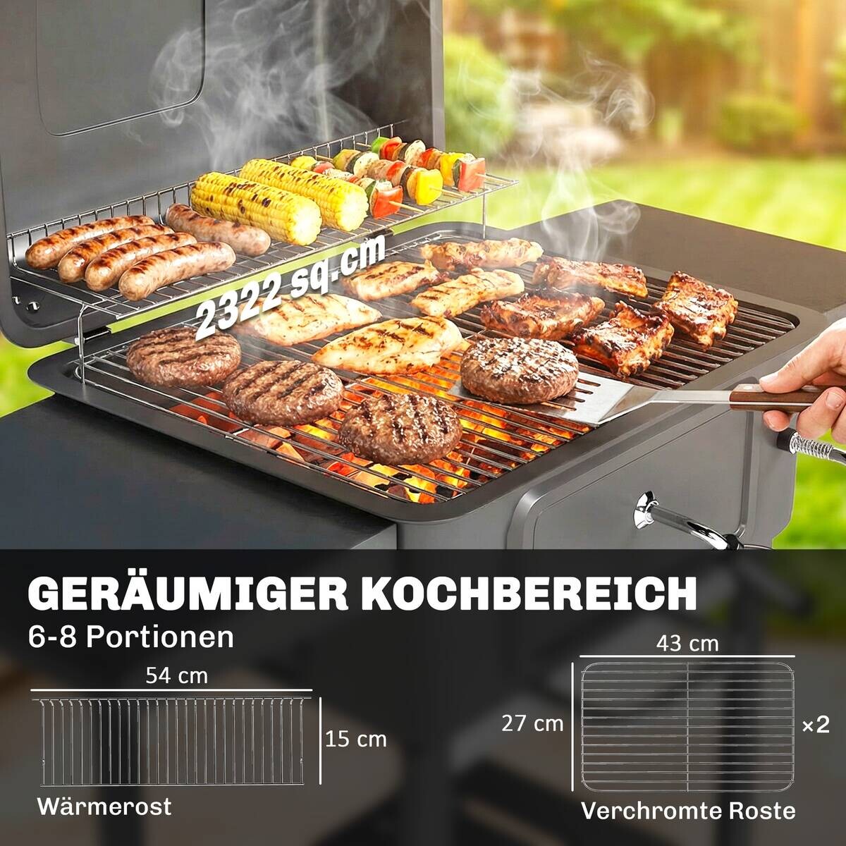 Outsunny Grill Metall B/H/L: ca. 65x115x112 cm