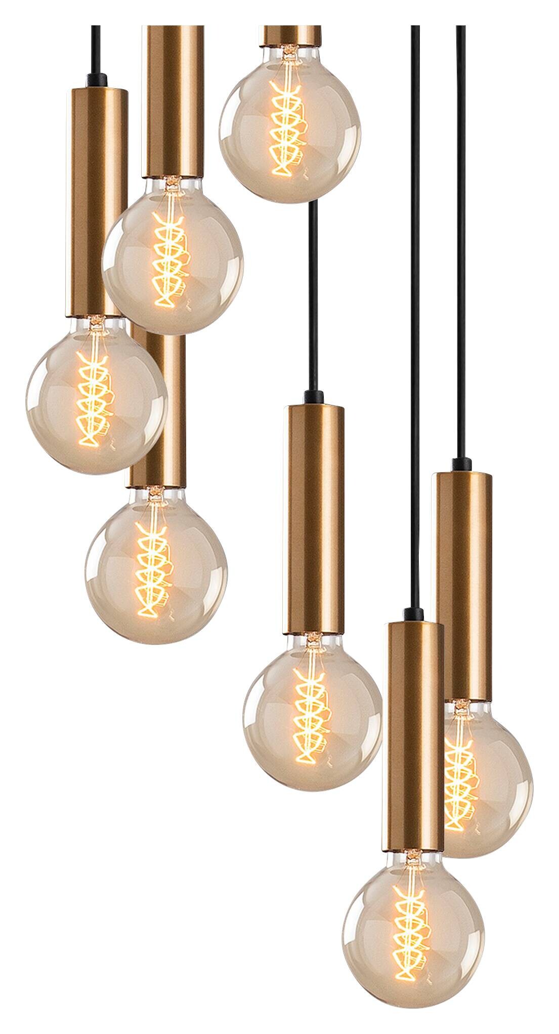 Opviq Pendelleuchte Tempo bronze Metall B/H/T/L/D: ca. 40x136x40x40x40 cm E27 7 Brennstellen