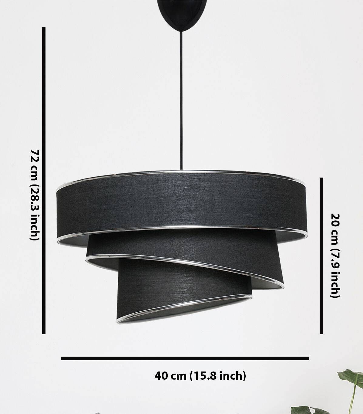 Opviq Pendelleuchte Couper schwarz silber Baumwolle B/H/L: ca. 40x72x40 cm E27 1 Brennstellen