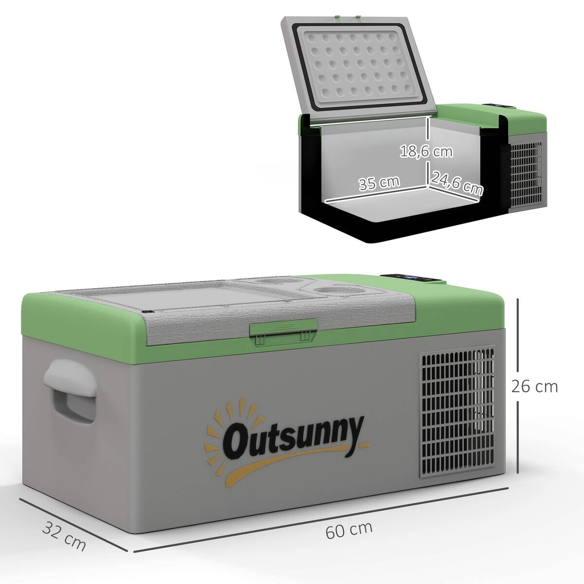 Outsunny Kompressor Kühlbox grau Kunststoff B/H/L: ca. 32x26x60 cm
