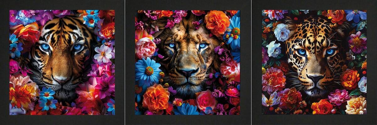 Gerahmtes Bild Tigerkopf B/H: ca. 35x35 cm