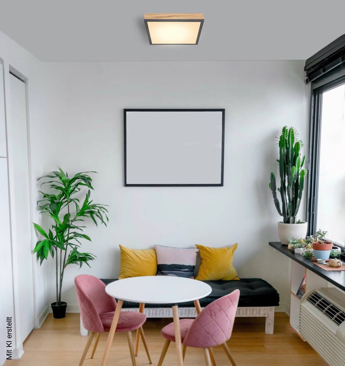 LED-Deckenleuchte Doro Holzoptik Graphit Metall Kunststoff Holz B/H/L: ca. 30x6x30 cm