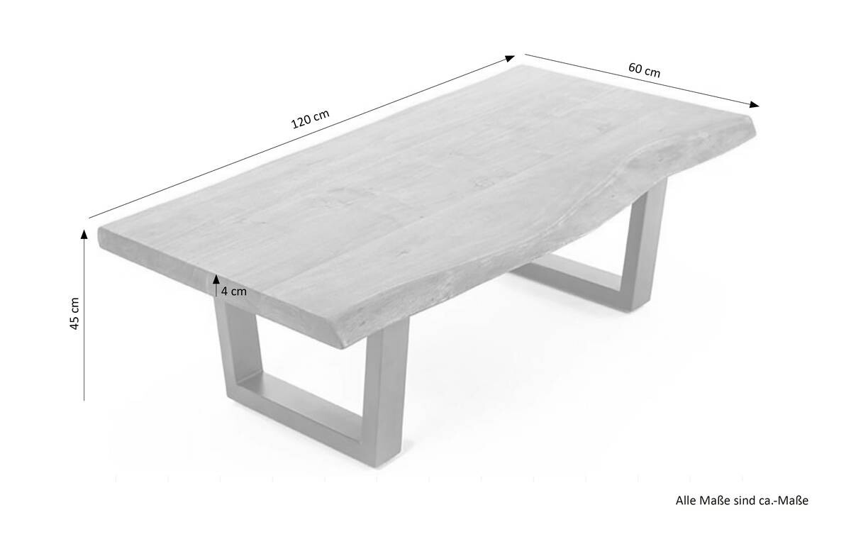 Couchtisch JUDY natur seidenmatt schwarz pulverbeschichtet B/H/T: ca. 120x45x60 cm