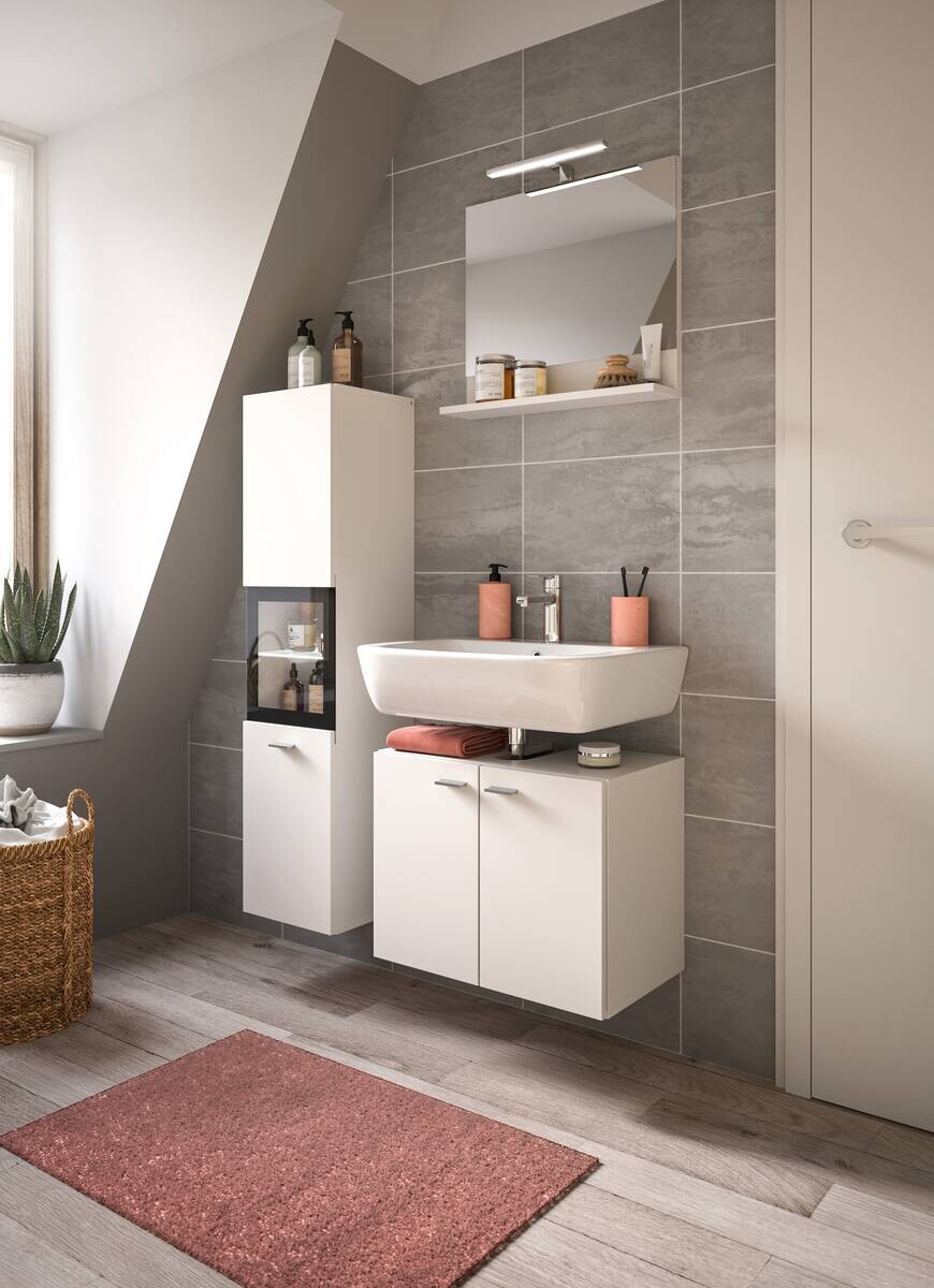 Badezimmer-Set BOSTON weiß schwarz B/H/T: ca. 102x186x33 cm