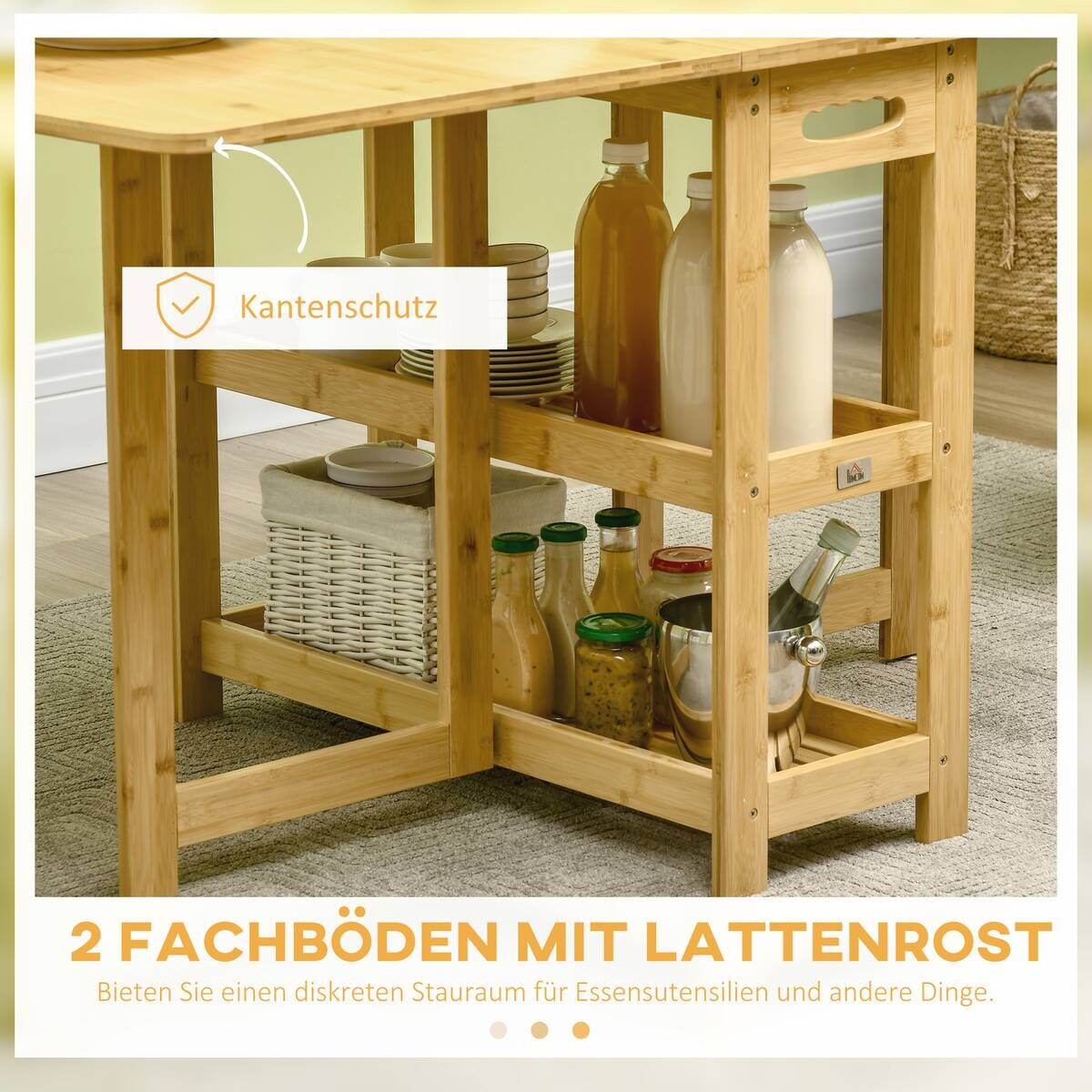 HOMCOM Klapptisch natur Bambus B/H/L: ca. 80x149,5x73,5 cm