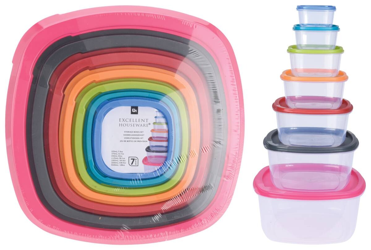 Vorratsdosenset 7-teilig multicolor B/H/T: ca. 26x26,6x12,7 cm