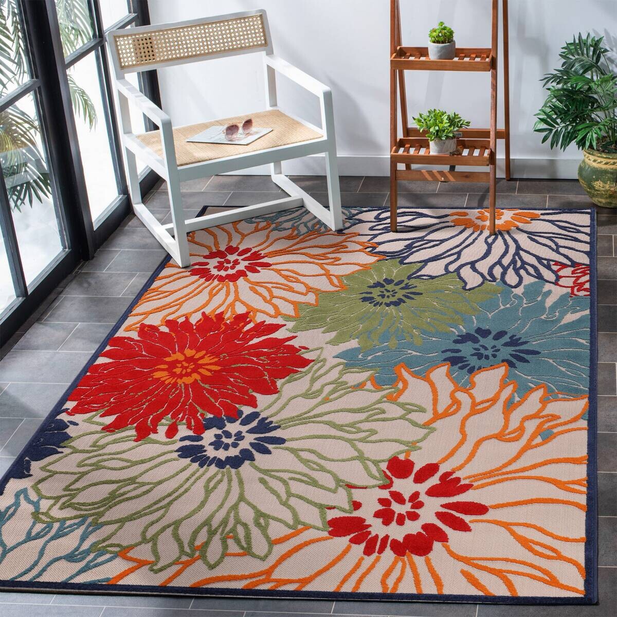 Sanat Outdoorteppich FLORAL bunt B/L: ca. 80x200 cm