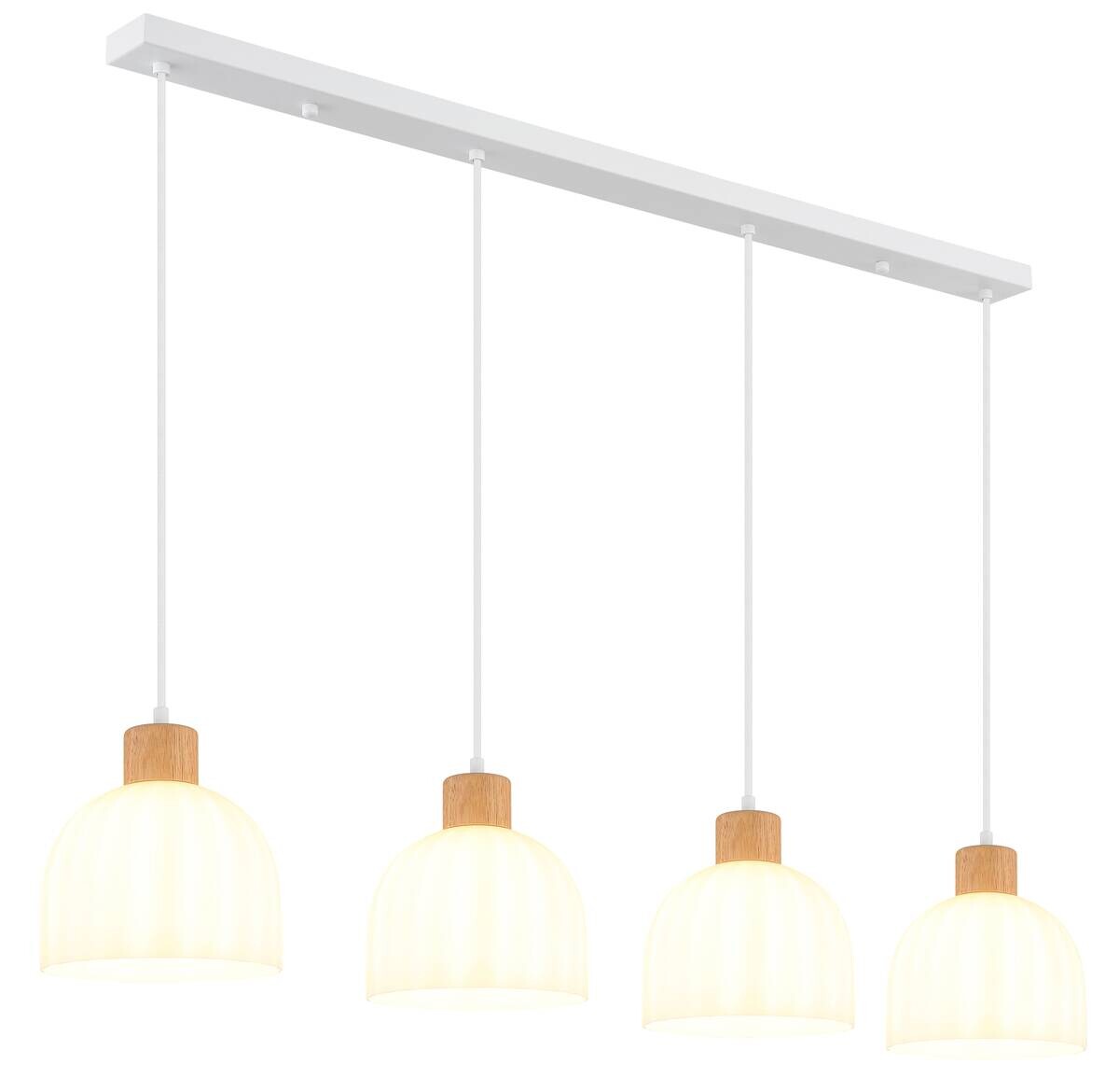 GLOBO Pendelleuchte weiß Opal Glas Metall B/H/T: ca. 20x120x113 cm E27 4 Brennstellen