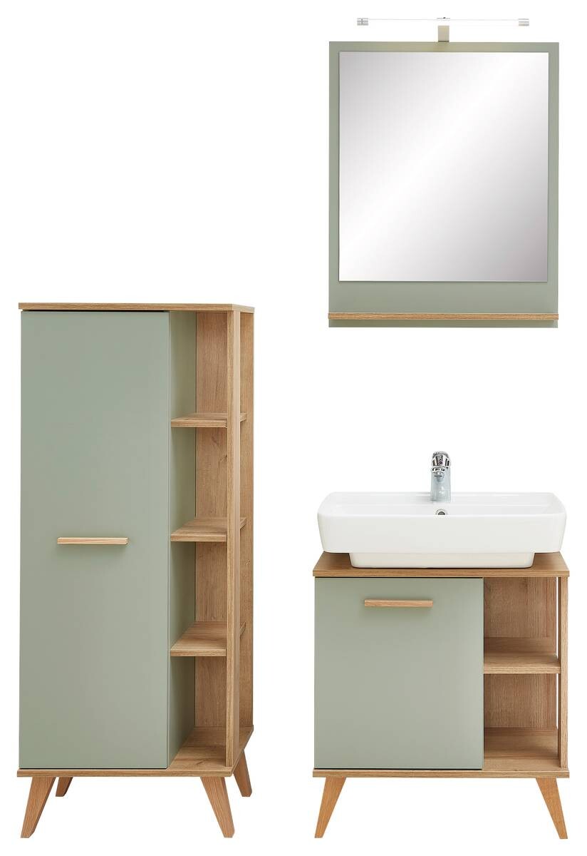 Badezimmer-Set Quickset 963 salbei Nachbildung Eiche Riviera Nachbildung B/H/T: ca. 111x200x33 cm