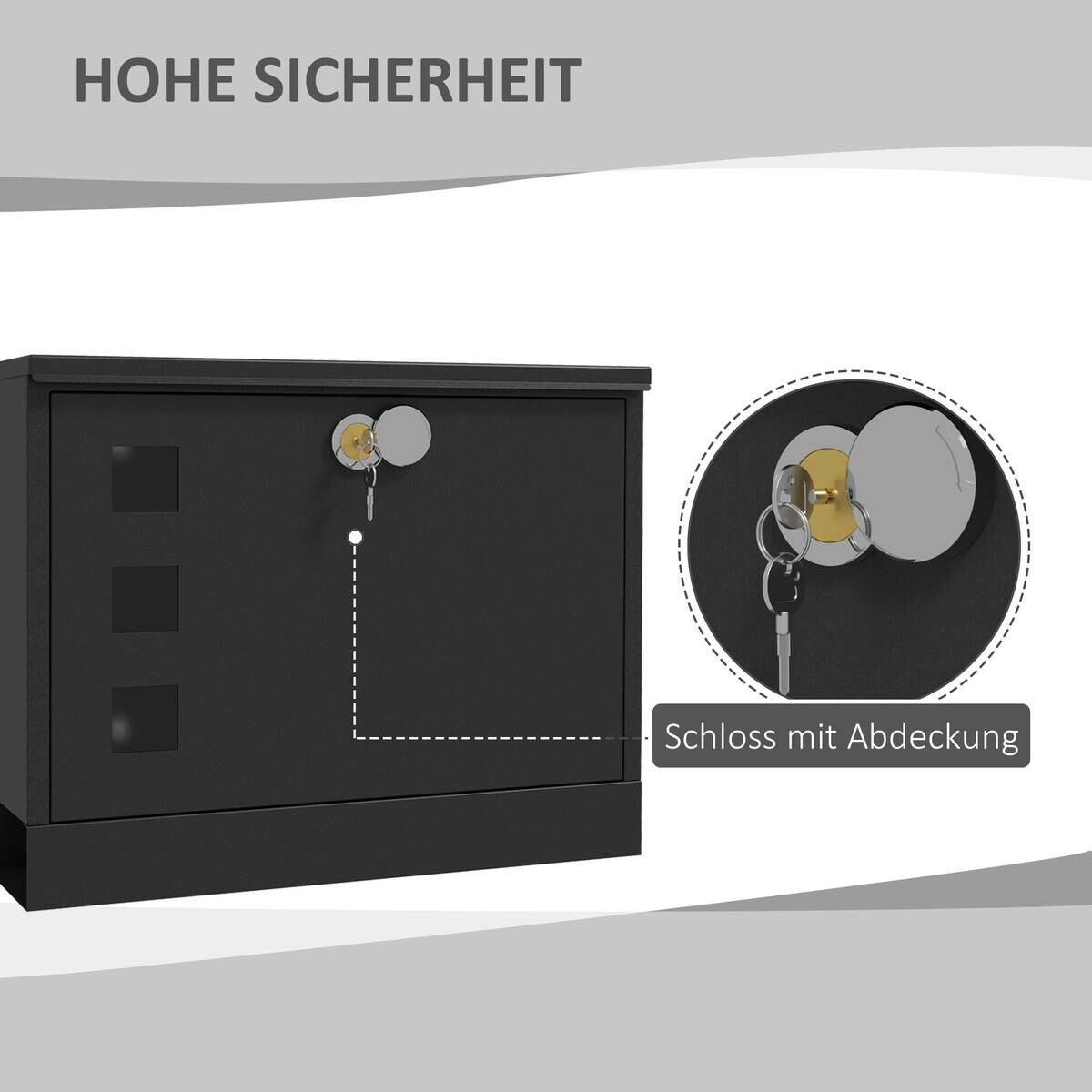 HOMCOM Briefkasten schwarz B/H/L: ca. 11,5x36,5x29 cm