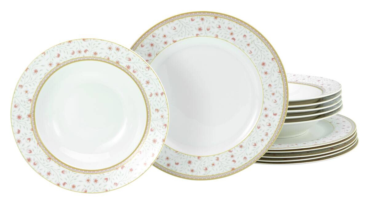 CreaTable Tafelservice Emilia weiß Porzellan 12 tlg