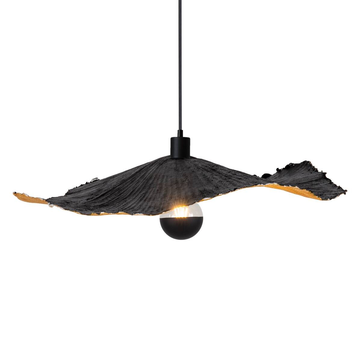 Näve Leuchten Pendelleuchte 6110222 schwarz Papier Metall B/H/T: ca. 56x10x56 cm E27 1 Brennstellen