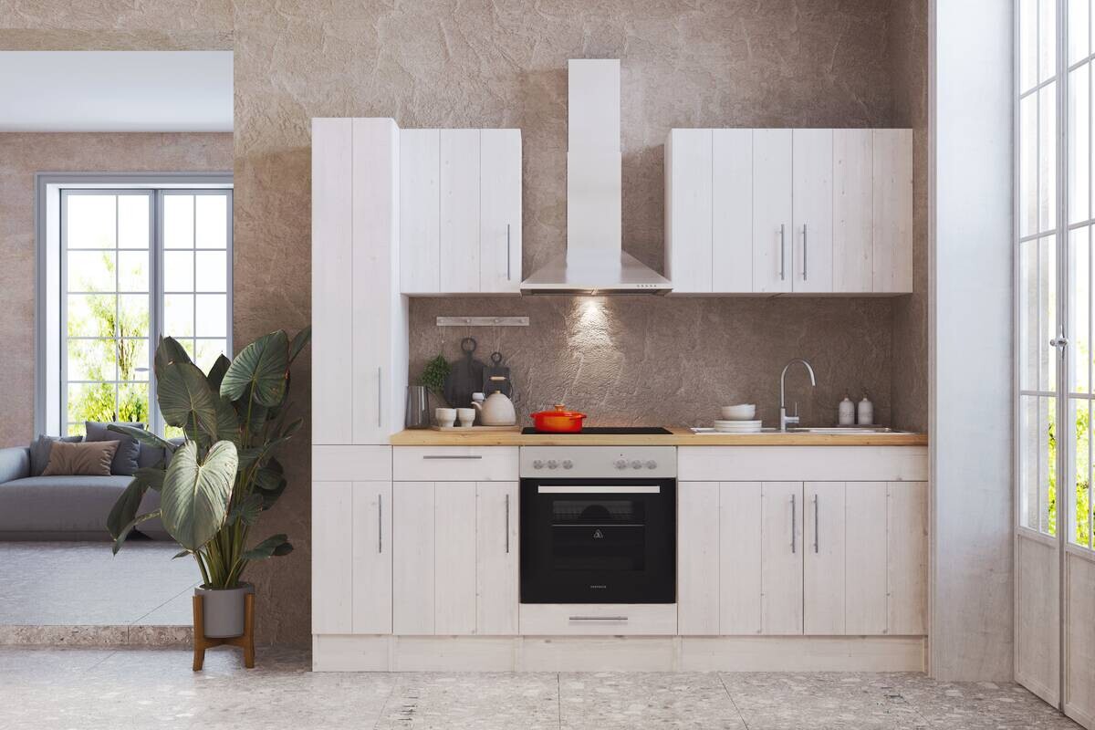 Respekta Küchenblock Premium weiß Lärche Nachbildung B/H/T: ca. 240x211x60 cm