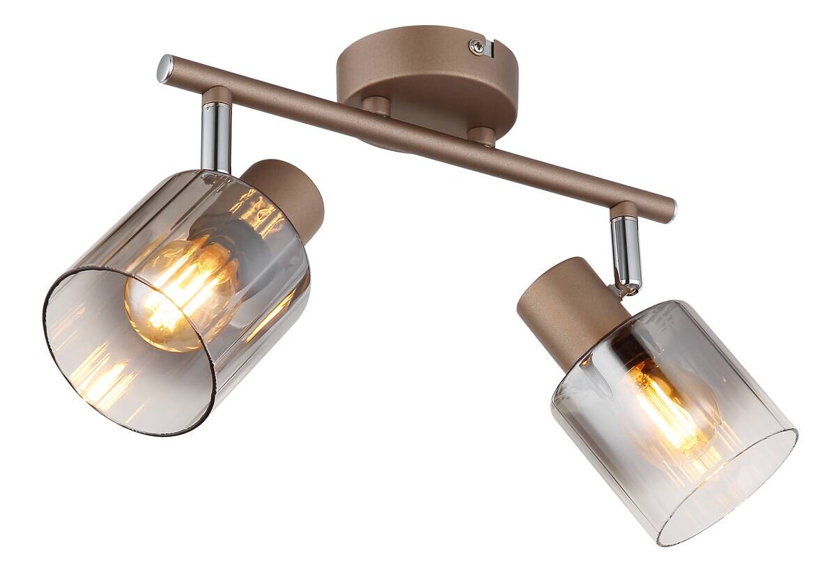 GLOBO Spot Walton 4 kaffee klar Rauch Glas Metall B/H/L: ca. 8x15x70 cm E14 4 Brennstellen