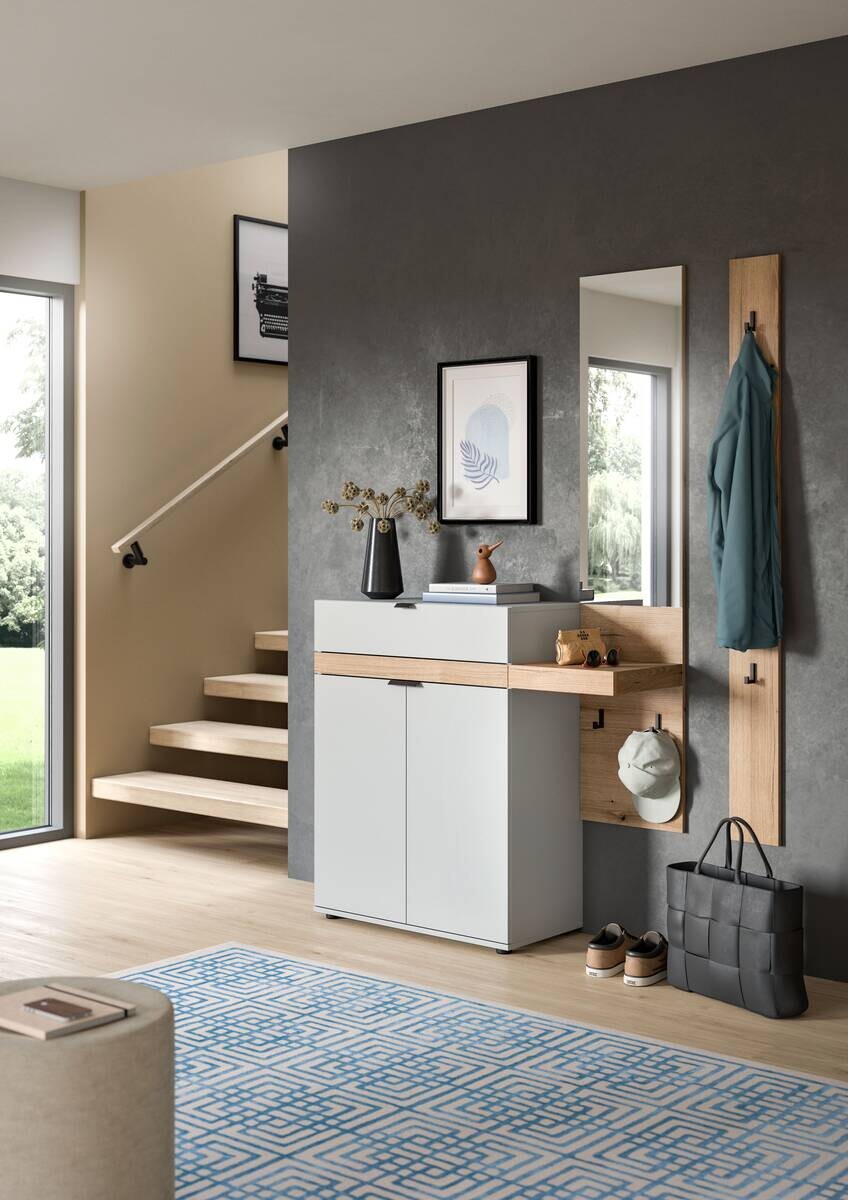 Garderobe Naro weiß Evoke Oak Nachbildung B/H/T: ca. 148x194x37 cm