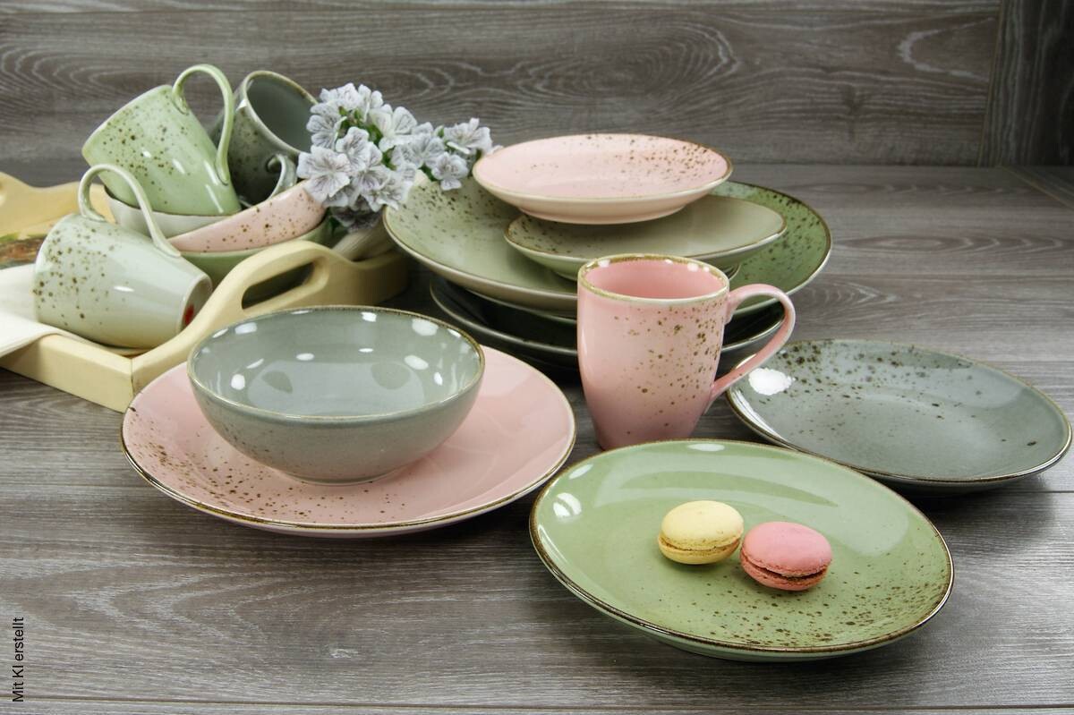CreaTable Kombiservice Nature Collection VINTAGE GARDEN multicolor Steinzeug 16 tlg