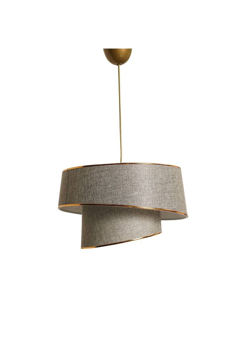 Opviq Pendelleuchte Barette gold beige Stoff Metall B/H/L: ca. 32x70x32 cm E27 1 Brennstellen