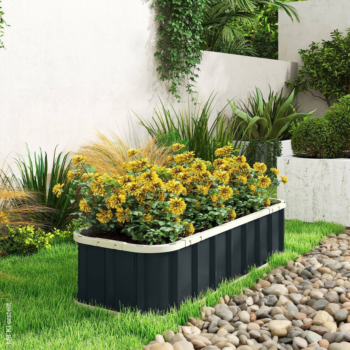 Outsunny Hochbeet dunkelgrau B/H/T/L: ca. 52x31x52x136 cm