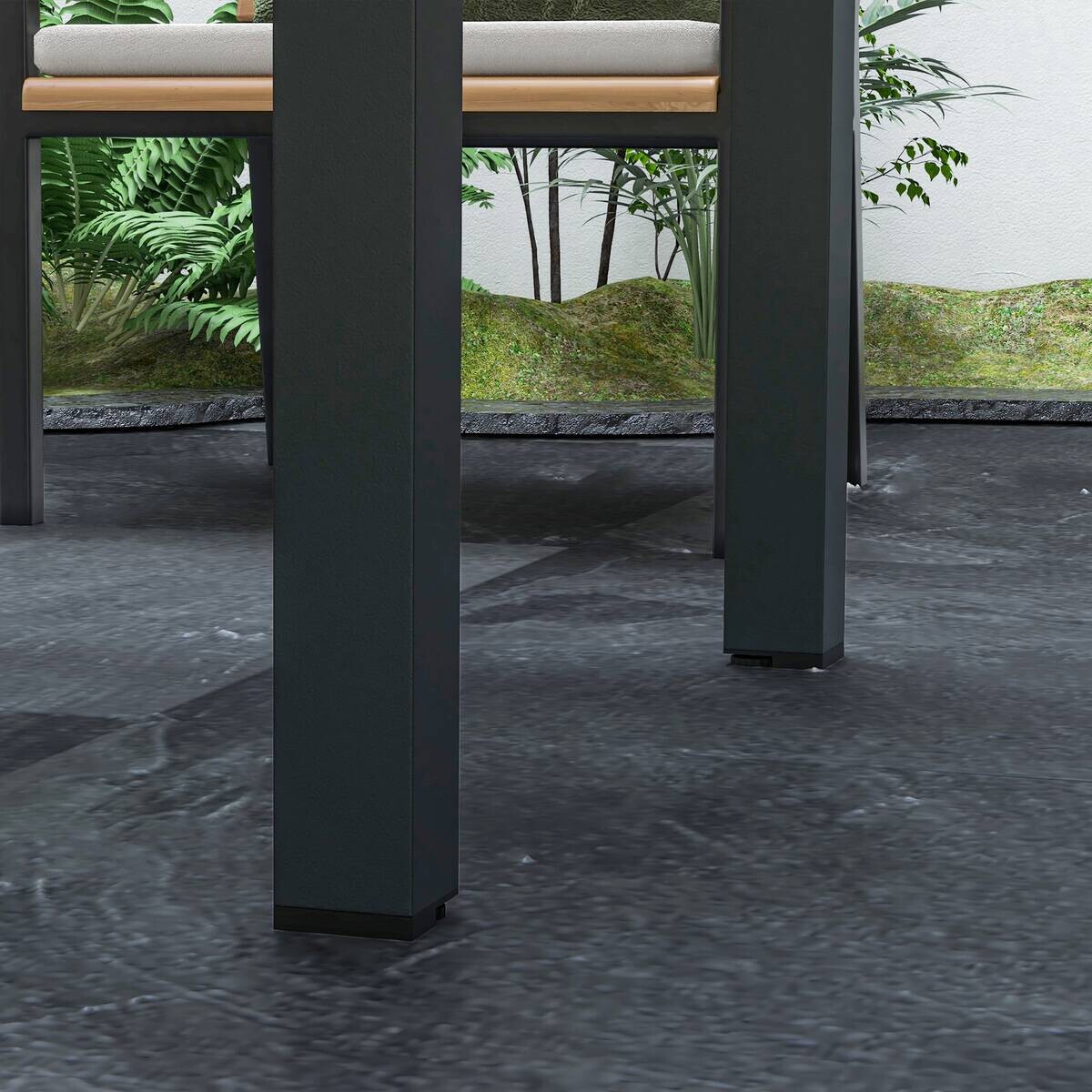 Outsunny Gartentisch schwarz Aluminium B/H/L: ca. 80x75x160 cm