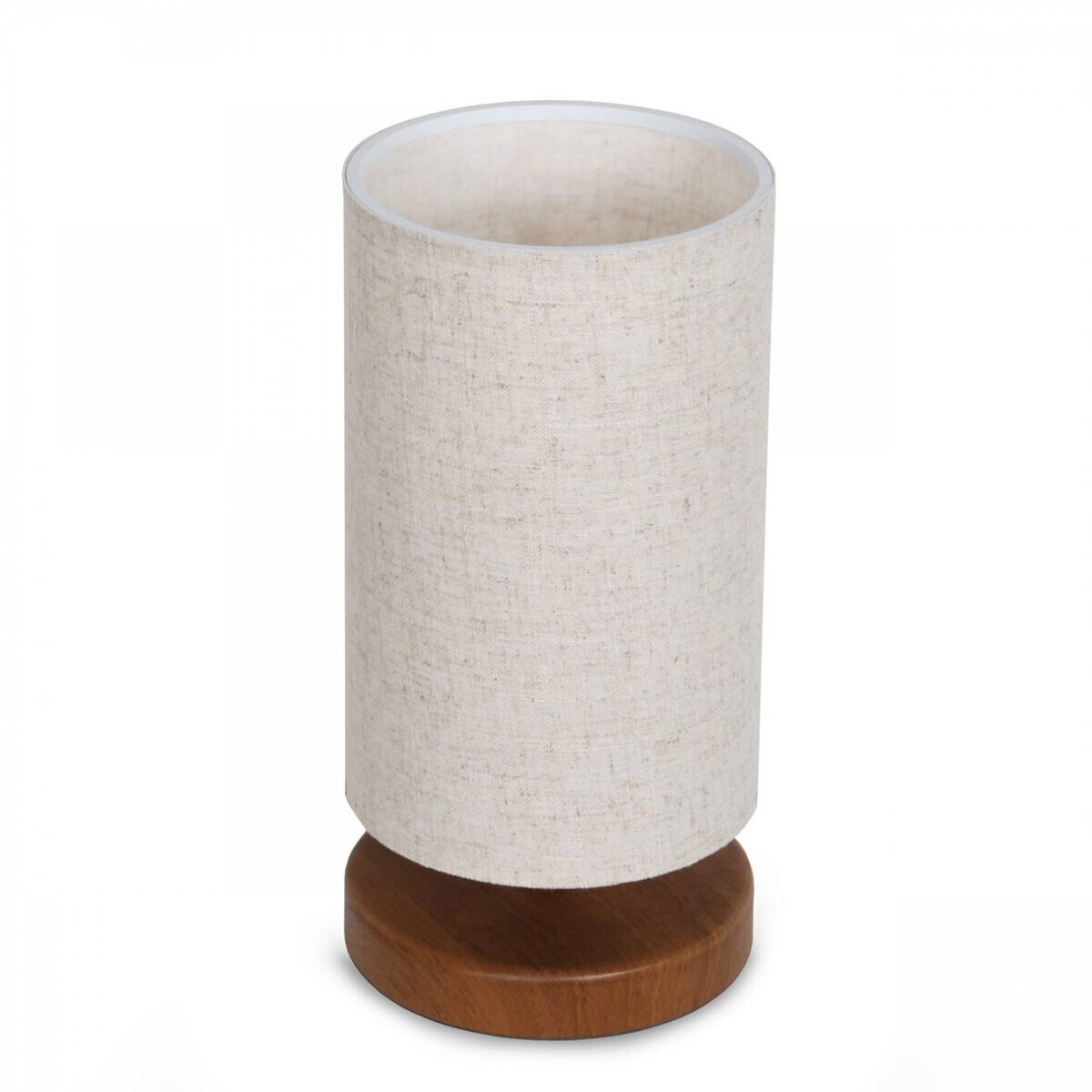 Opviq Tischleuchte creme Stoff Holz B/H/L: ca. 24x31x24 cm E14 1 Brennstellen