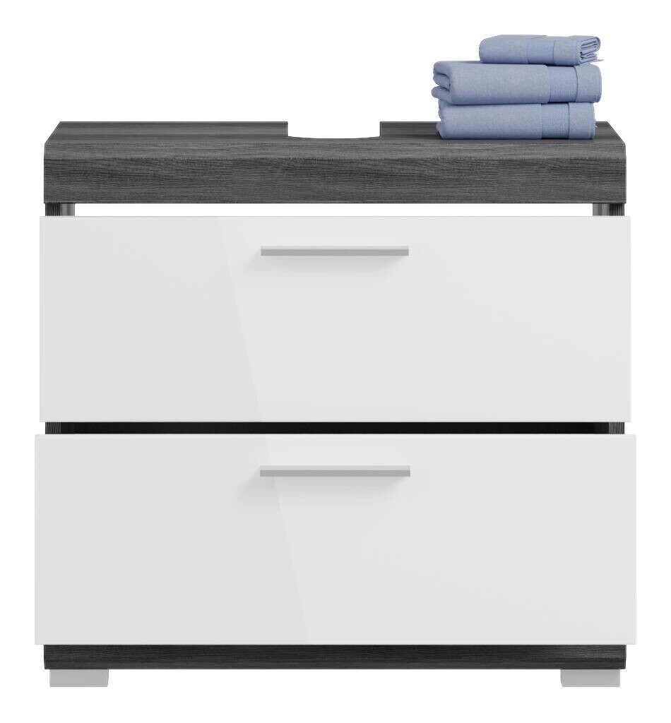 Badezimmer-Set Scout Rauchsilber Nachbildung weiß Hochglanz B/H/T: ca. 60x191x34 cm