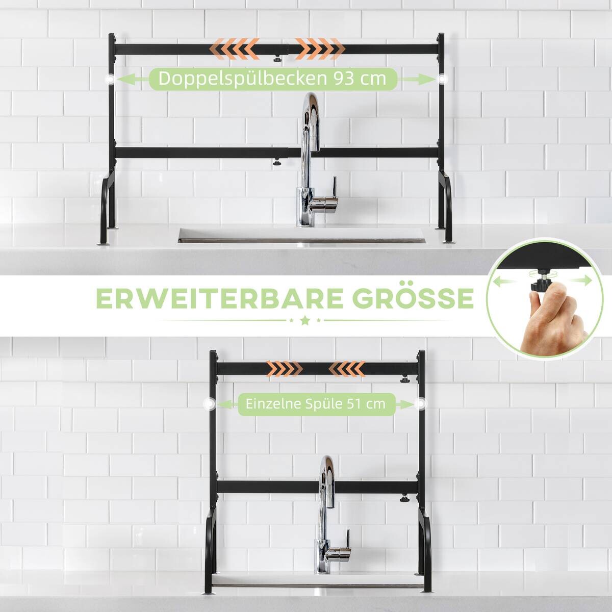HOMCOM Küchenhelfer schwarz Edelstahl B/H/L: ca. 30x93x52 cm