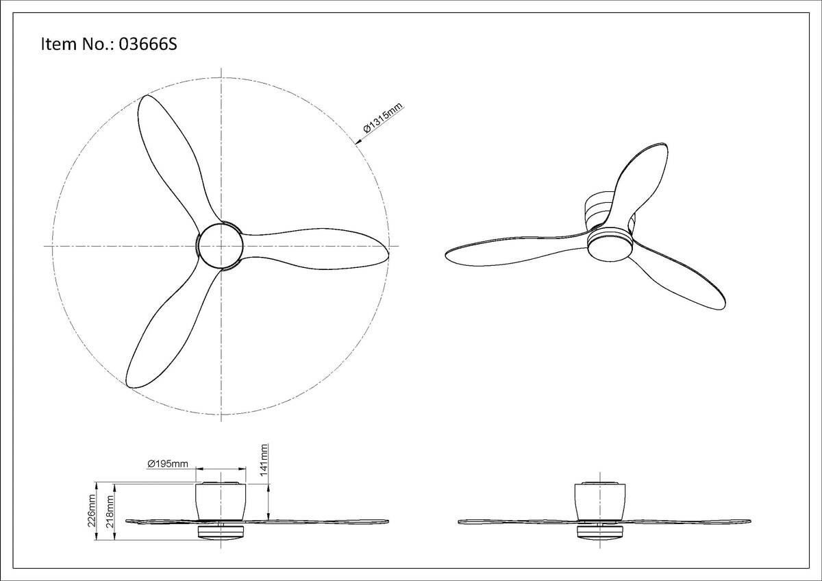 GLOBO Deckenventilator schwarz B/H/L: ca. 30,5x24x65 cm max. 30 W