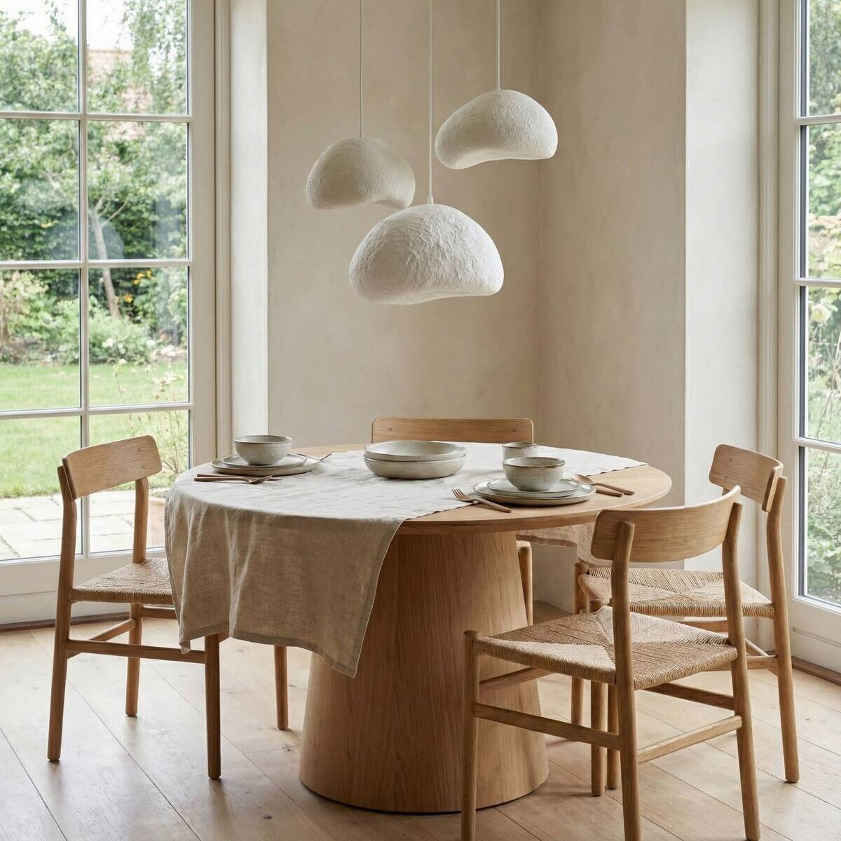 Opviq Pendelleuchte weiß Metall Fiberglas B/H/T/L/D: ca. 82x115x82x82x82 cm E27 3 Brennstellen