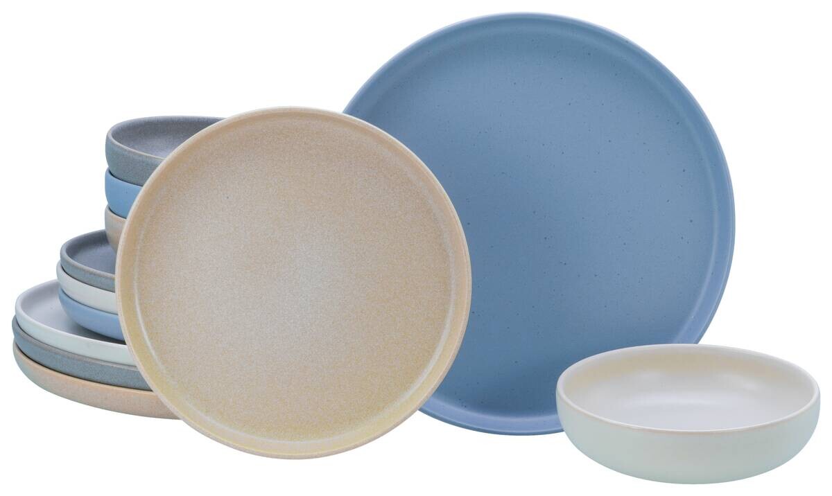 CreaTable Tafelservice Uno Nordic bunt Steinzeug 12 tlg.