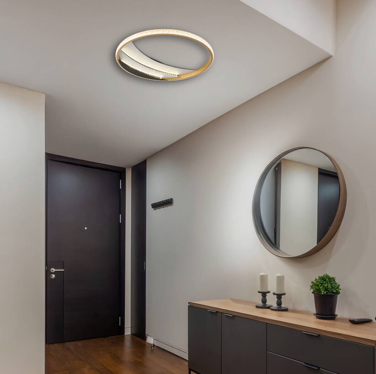 GLOBO Deckenleuchte schwarz gold klar Metall Aluminium Kunststoff H/D: ca. 6x41 cm 1 Brennstellen