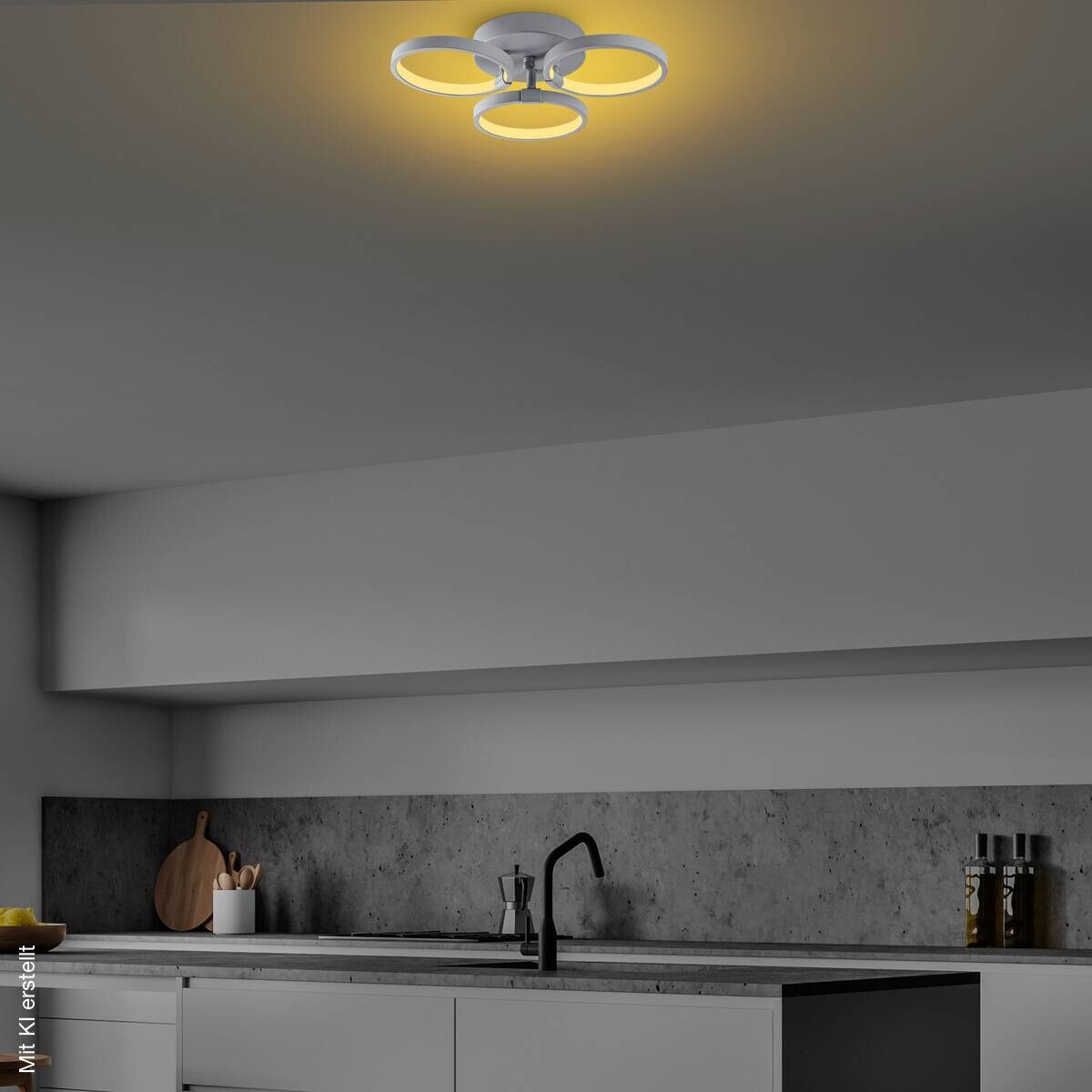 Opviq LED-Deckenleuchte grau B/H/T: ca. 37x9x32 cm