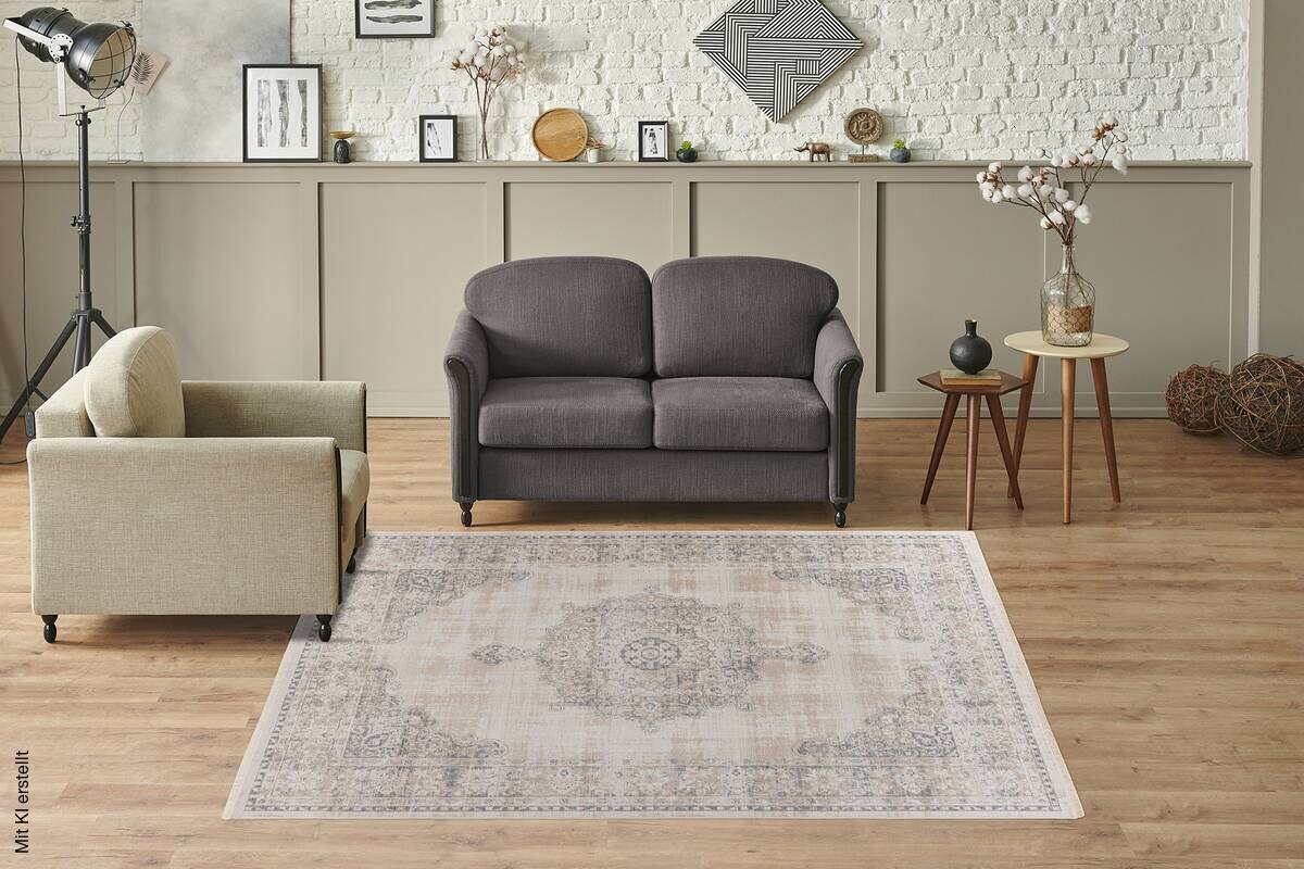 Kayoom Kurzflorteppich Milan 125 grau B/H/L: ca. 80x0,5x150 cm