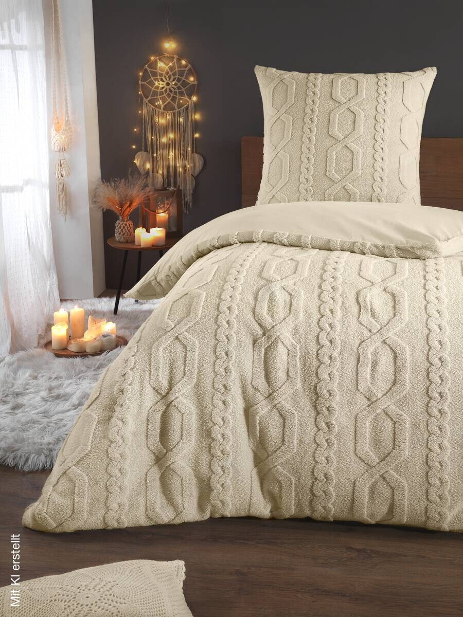 Microfaser Bettwäsche Flanell natur Polyester B/L: ca. 135x200 cm