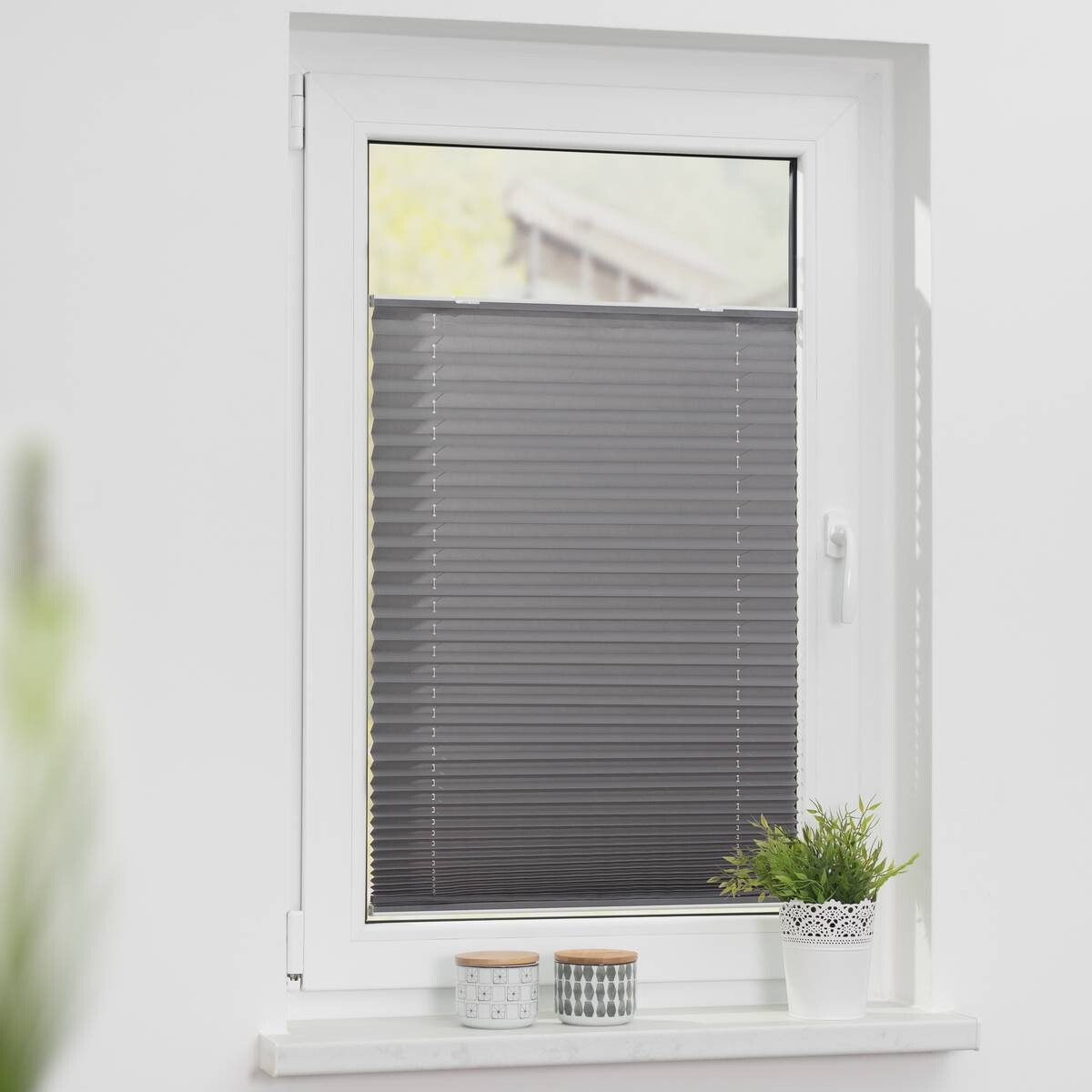 LICHTBLICK Spannplissee grau B/L: ca. 75x130 cm