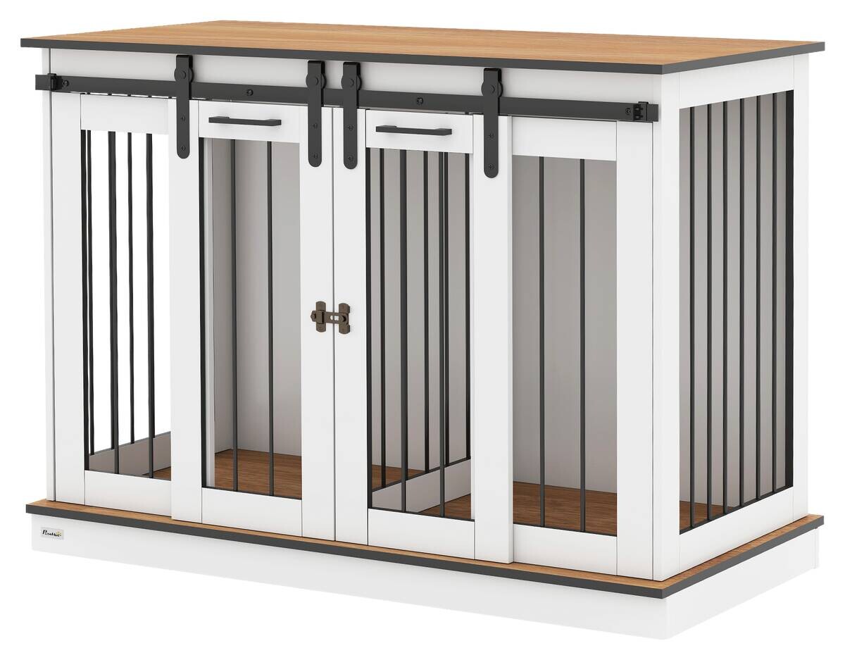 PawHut Hundekäfig weiß Stahl B/H/L: ca. 60x88,5x120 cm