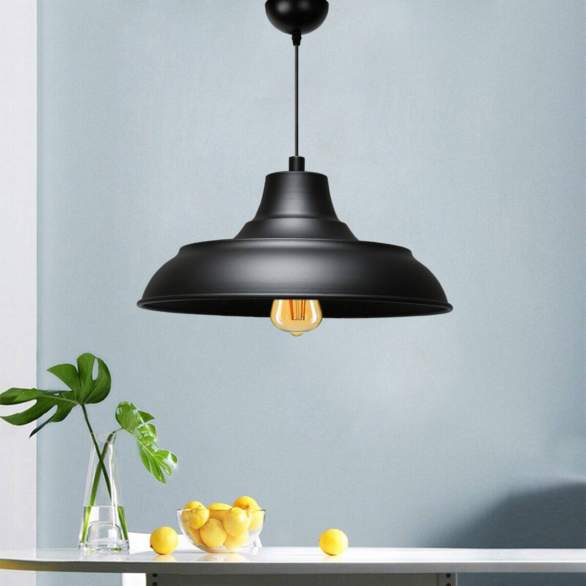 Opviq Pendelleuchte schwarz Metall B/H/T/L/D: ca. 25x80x25x25x25 cm E27 1 Brennstellen