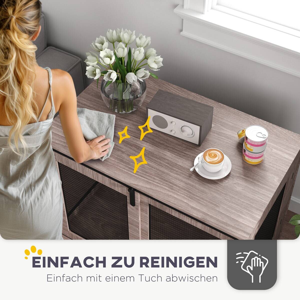 PawHut Hundekäfig nussbaum Stahl B/H/L: ca. 60x78x98 cm