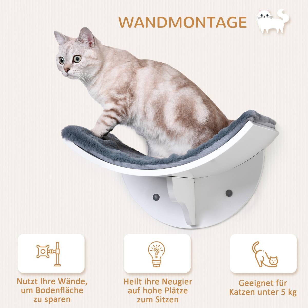 PawHut Katzenbett grau Polyester B/H/L: ca. 28x21x41 cm