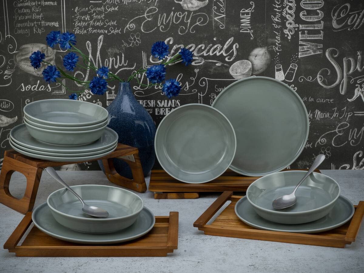 CreaTable Tafelservice Chef Collection grau Porzellan 12 tlg.