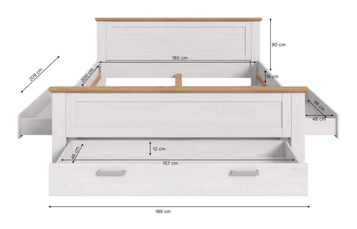 Bett VERONA Sibiu Lärche Nachbildung Eiche Artisan Nachbildung