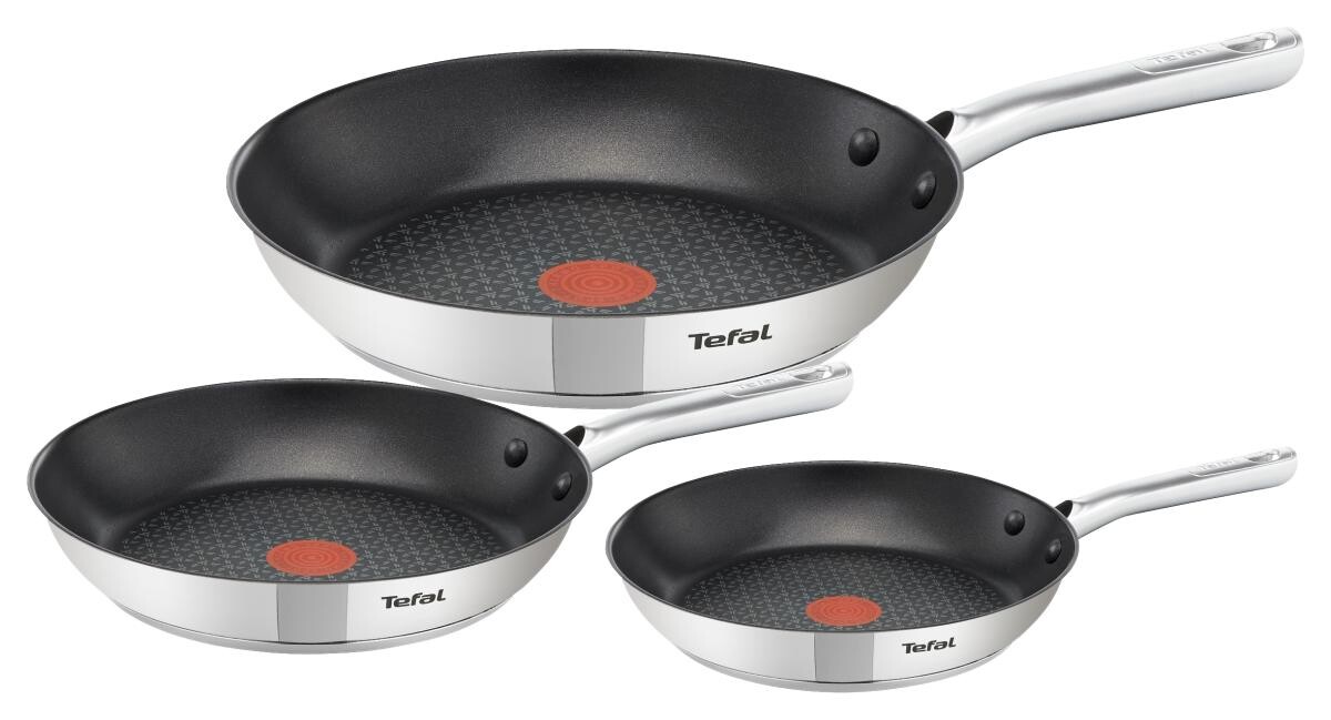 Tefal Pfannenset schwarz Edelstahl 3 tlg.