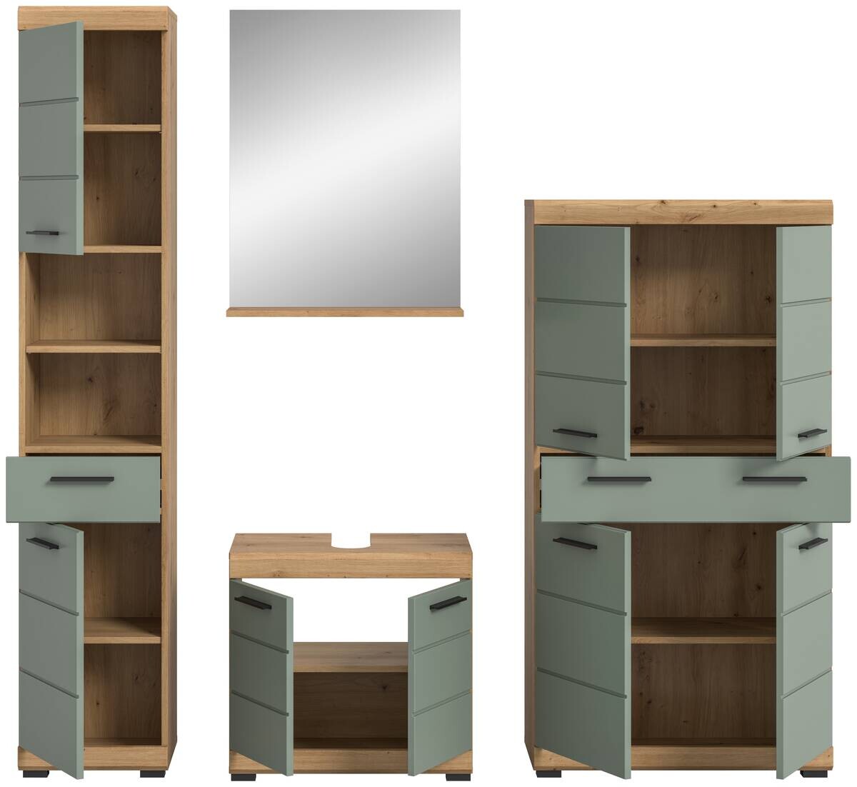 Badezimmer-Set Scout Eiche Artisan Nachbildung salbei Nachbildung B/H/T: ca. 186x191x34 cm