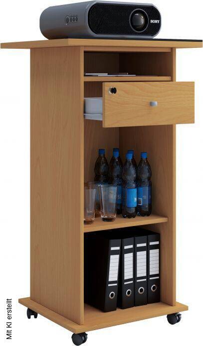 VCM Beamer-Stand Rollwagen Schublade buche
