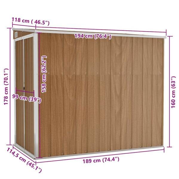 vidaXL Gartenhaus braun B/H/T: ca. 118x178x194 cm