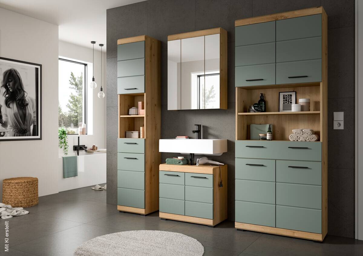 Badezimmer-Set Scout Eiche Artisan Nachbildung salbei Nachbildung B/H/T: ca. 186x191x34 cm