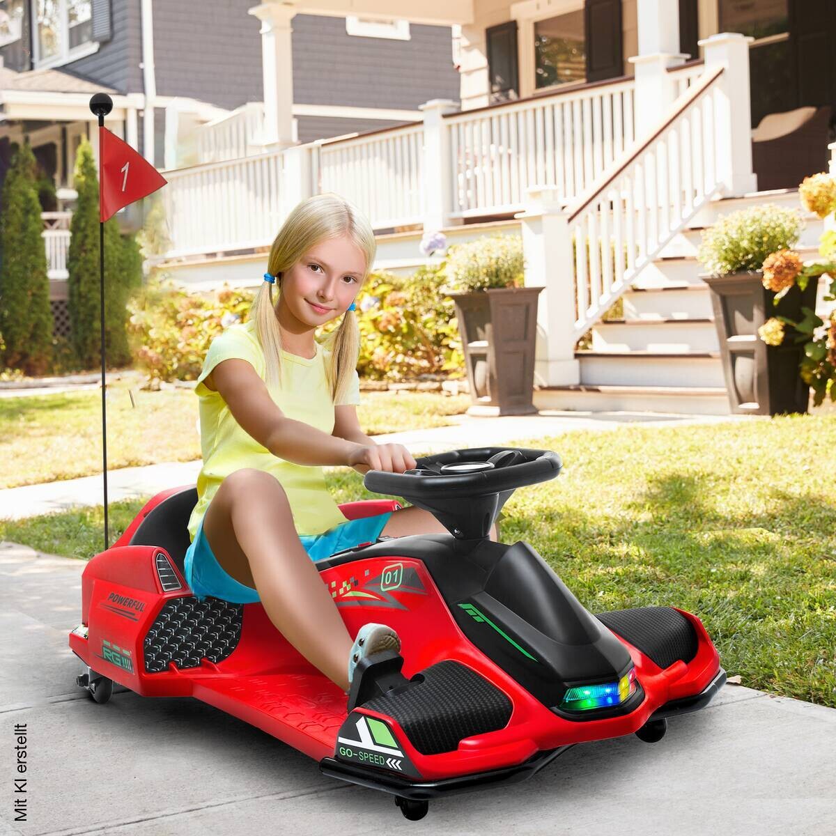 HOMCOM Kinder Elektro Gokart rot B/H/L: ca. 53x99x90 cm